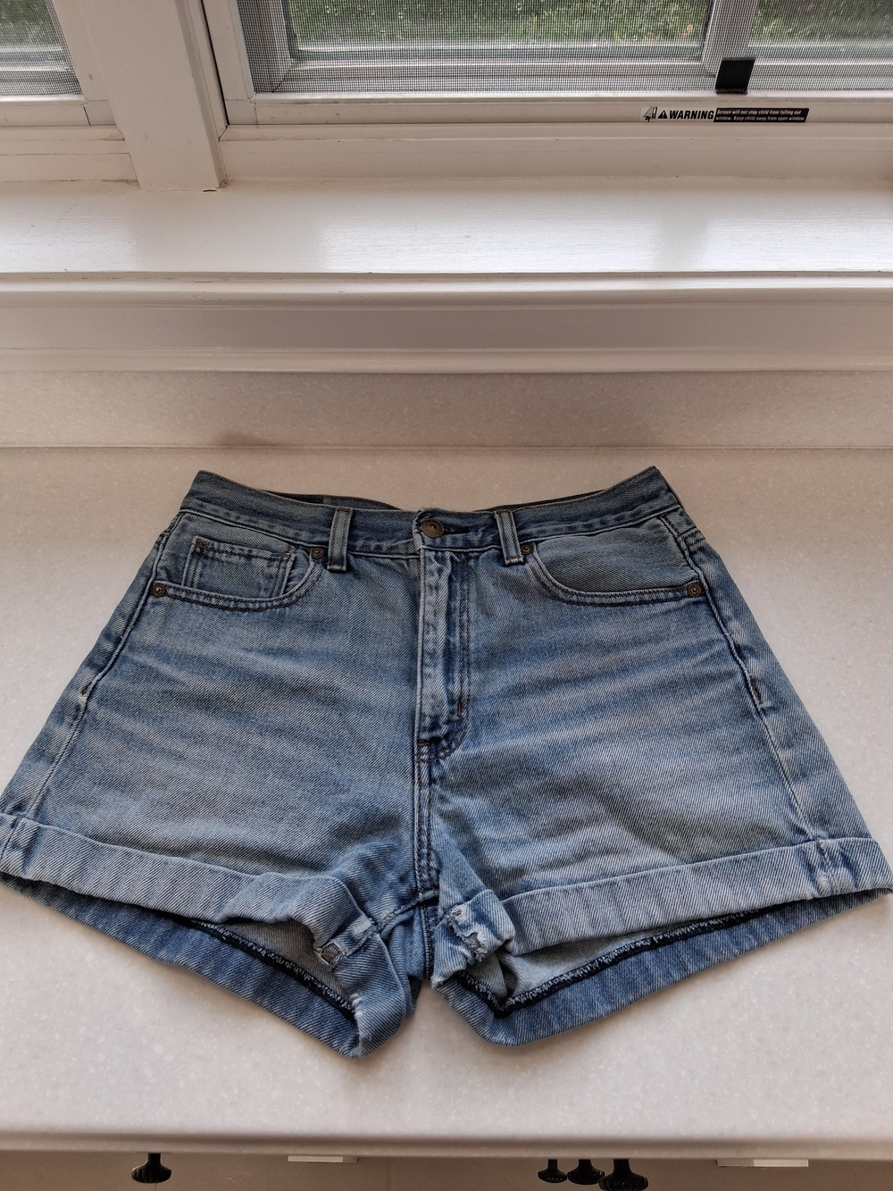 American Eagle Outfitters Light Blue Rolled Hem Denim Shorts